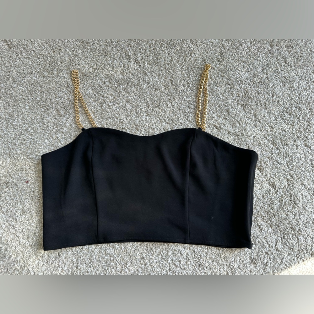 Women’s Express Black & Gold Chain Strap‎ Crop Top